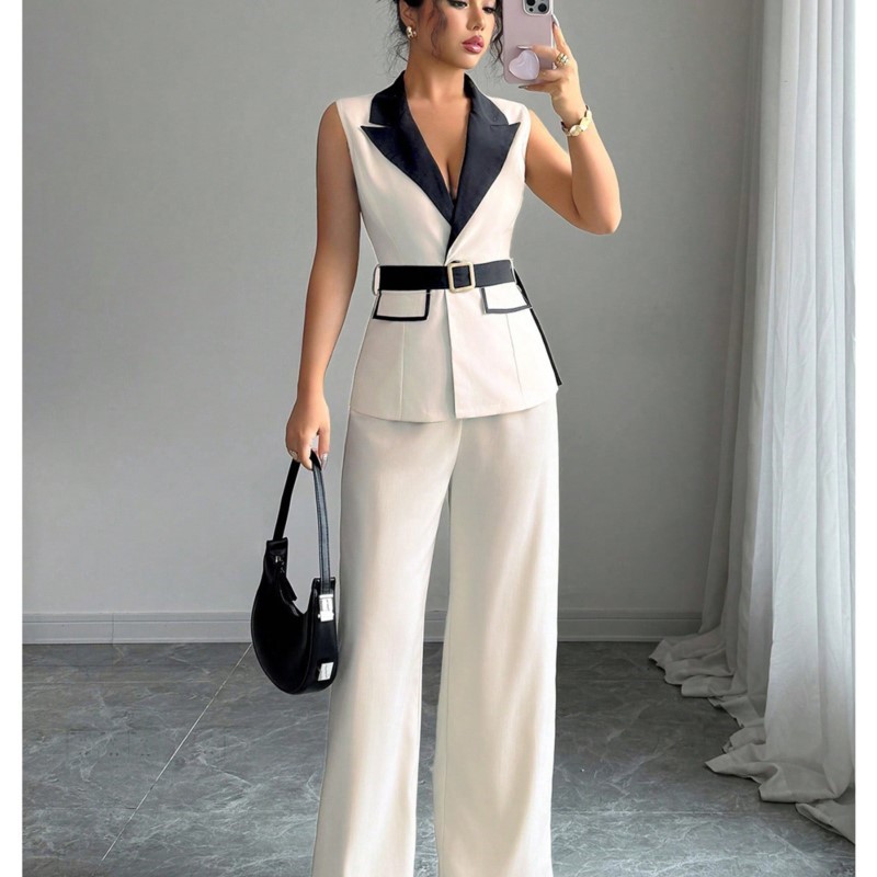 Sewing Jackets - Vest Suit Women Wide Leg Pants