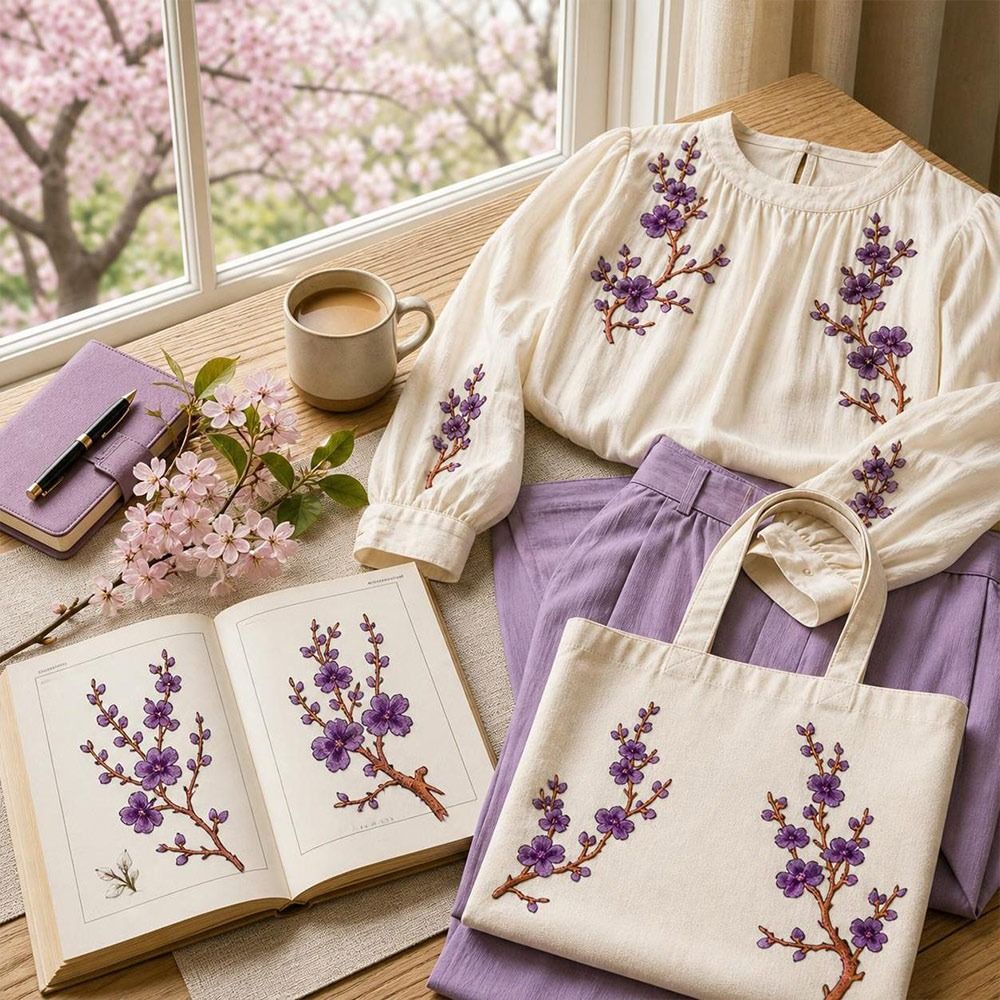 Sewing In Textile - DIY Cherry Blossom Iron On Patches
