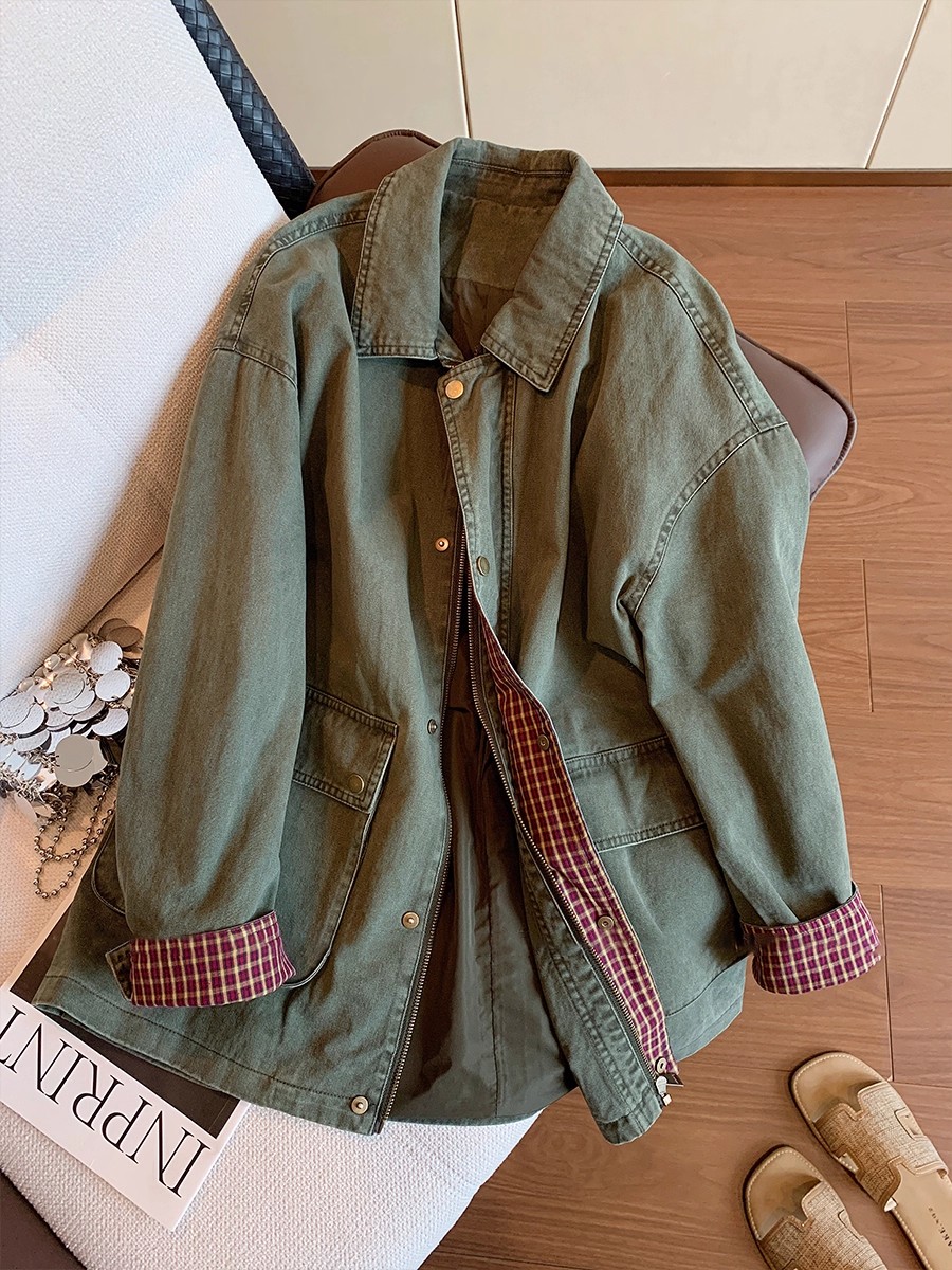 Vintage Army Green Denim Jacke - Sewing Jackets review and price