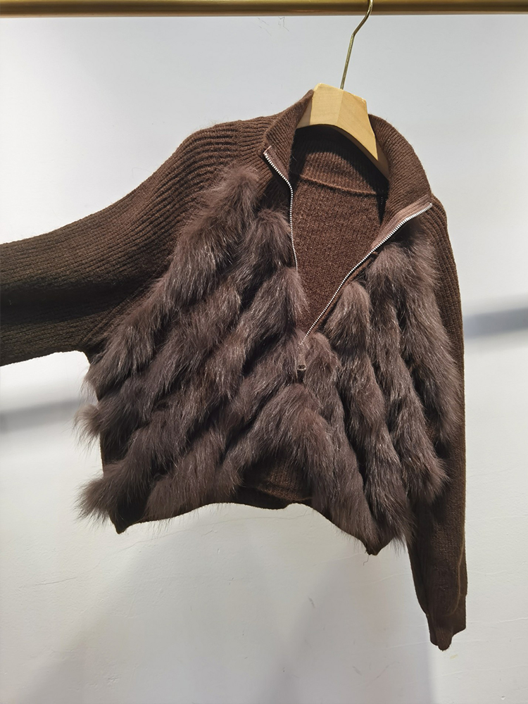 Women Real Fox Fur Coat Sweate - Sewing V review and price