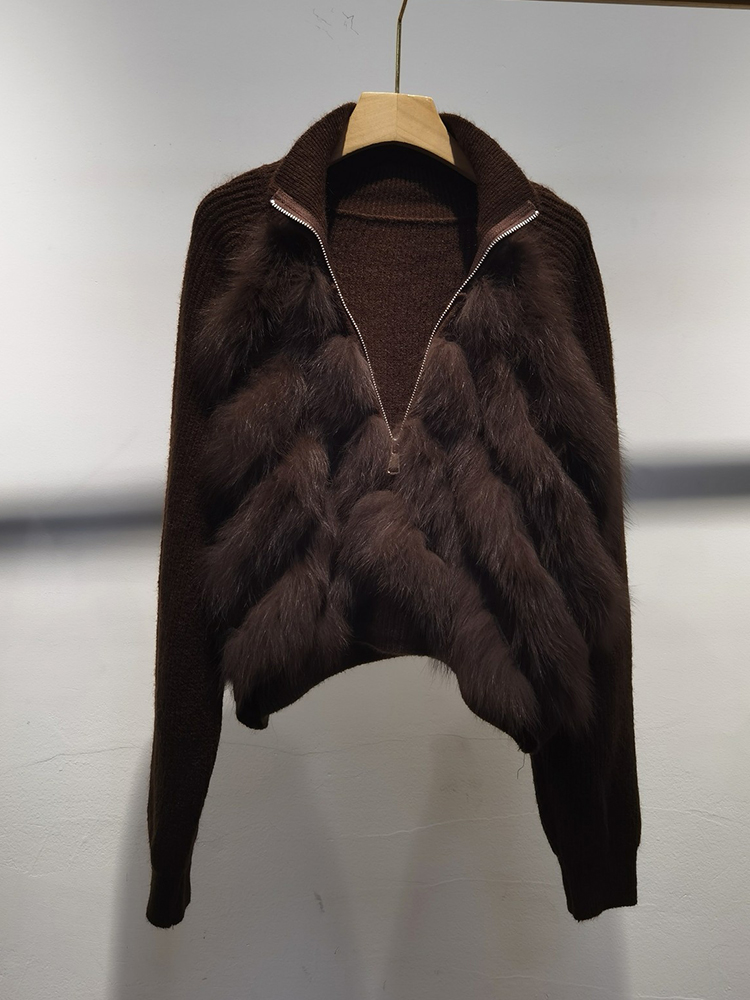 Women Real Fox Fur Coat Sweate - Sewing V review and price