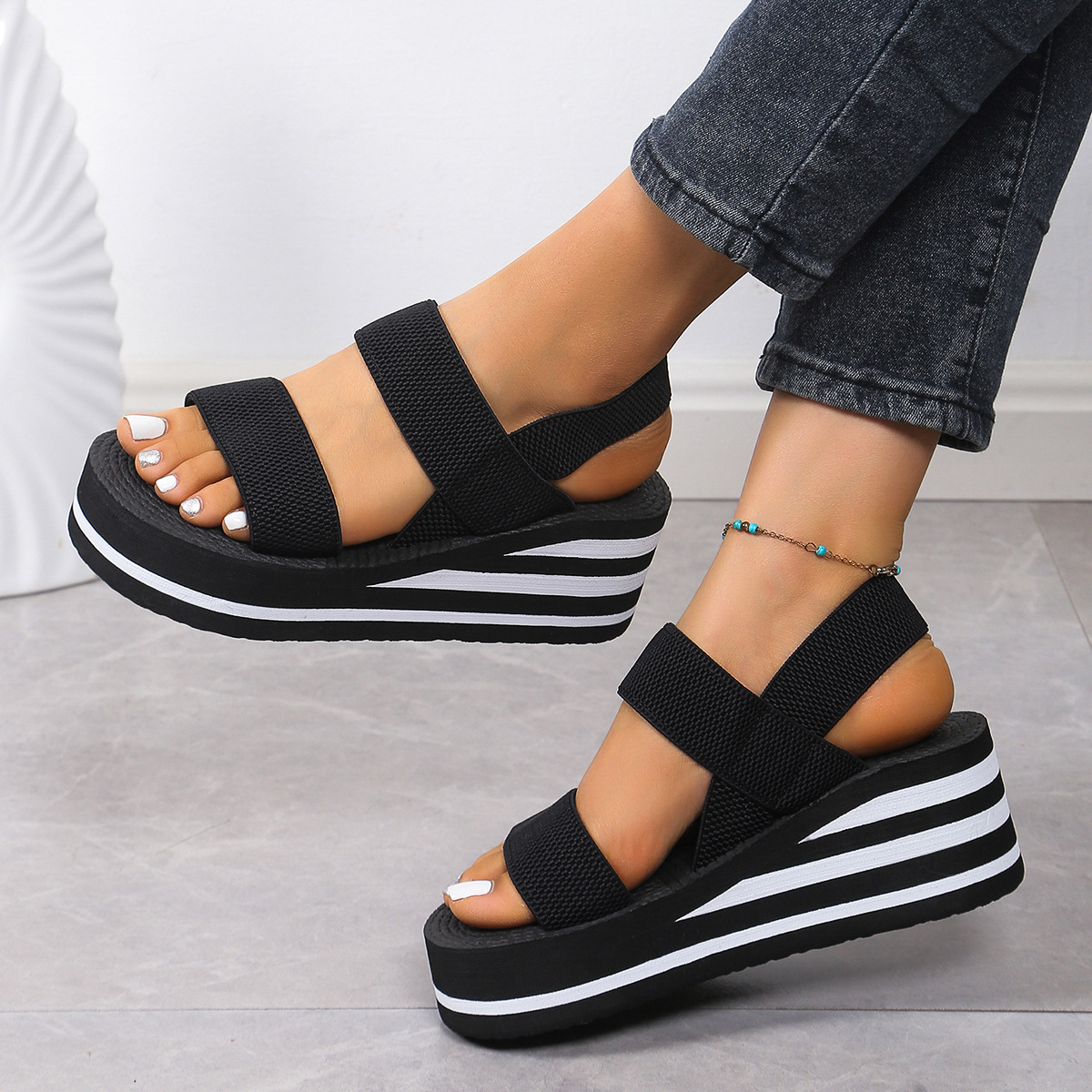 2026Women Slingback Wedge Sand - Elastic Waistband Roll review and price